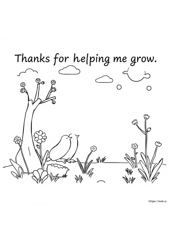 Thanks For Helping Me Grow Coloring Page