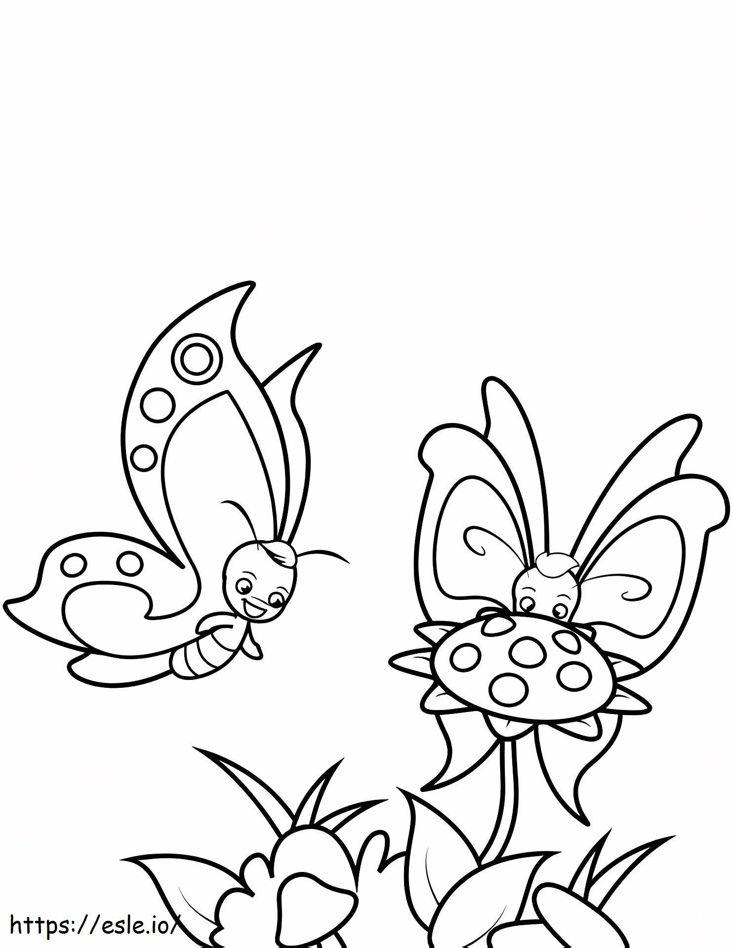 Butterflies And Sunflower A4 coloring page