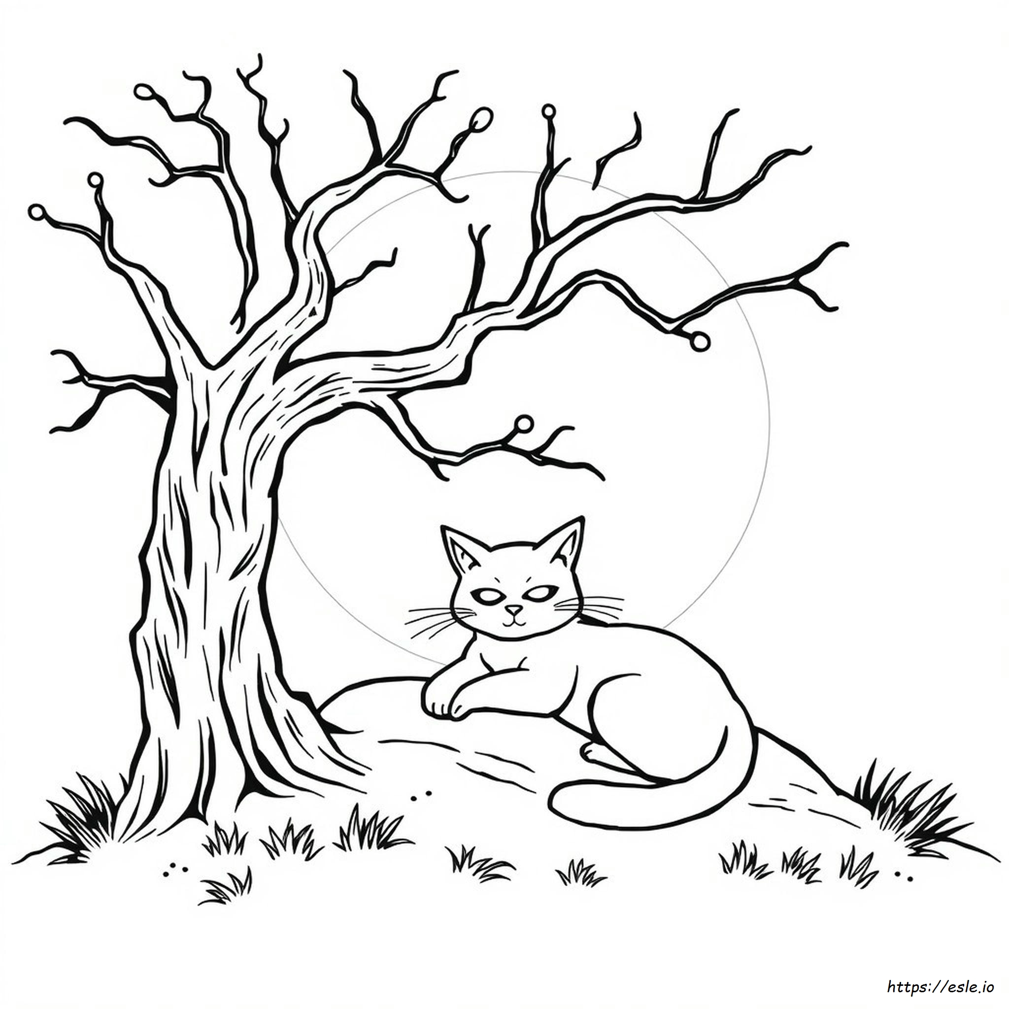Pagina Da Colorare Gatto Sonno Da Incubo