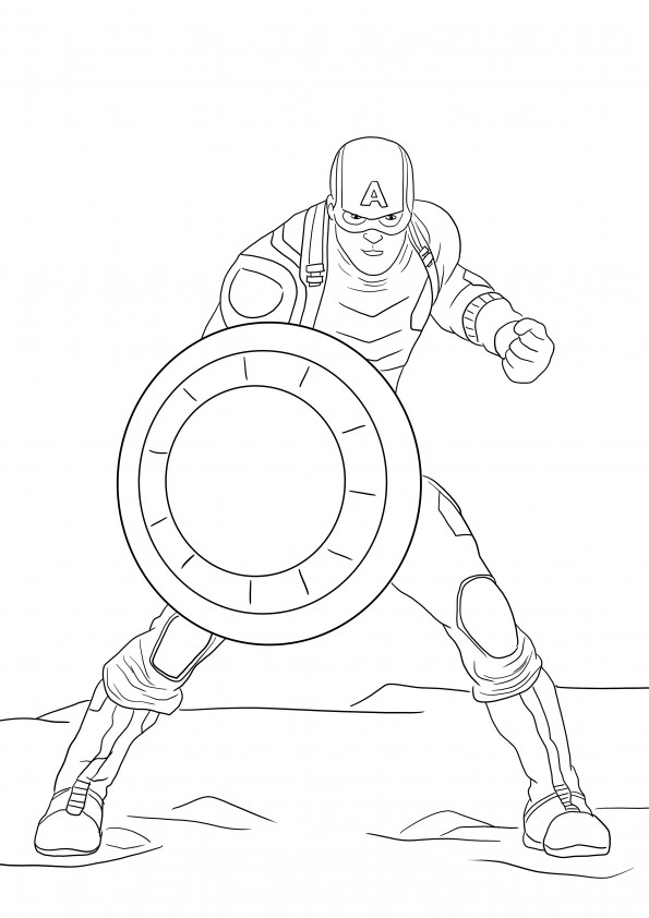 Coloring image of Avengers Captain America to download for free