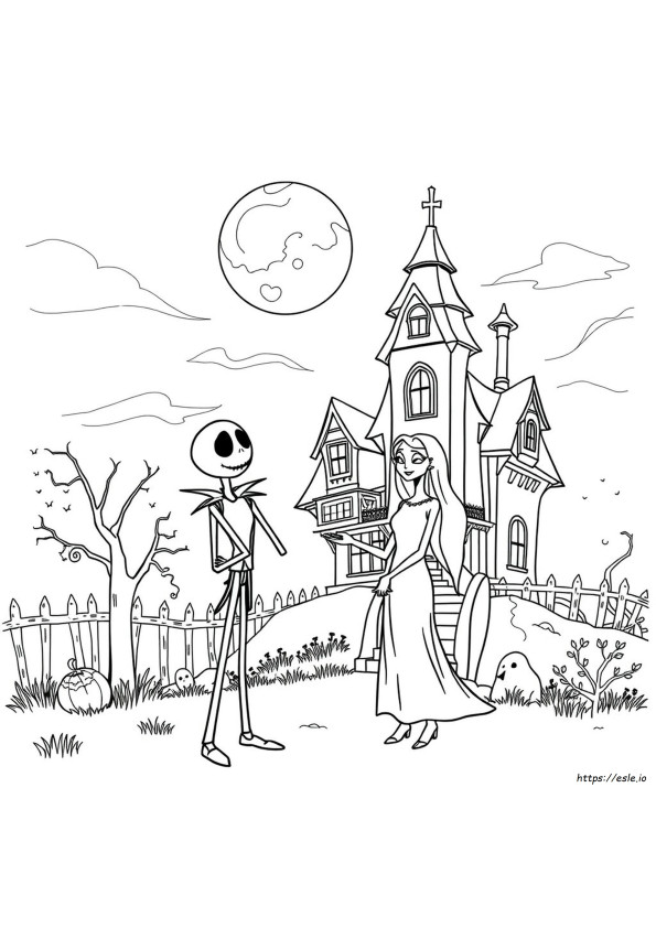 Jack And Sally Halloween Coloring Pages