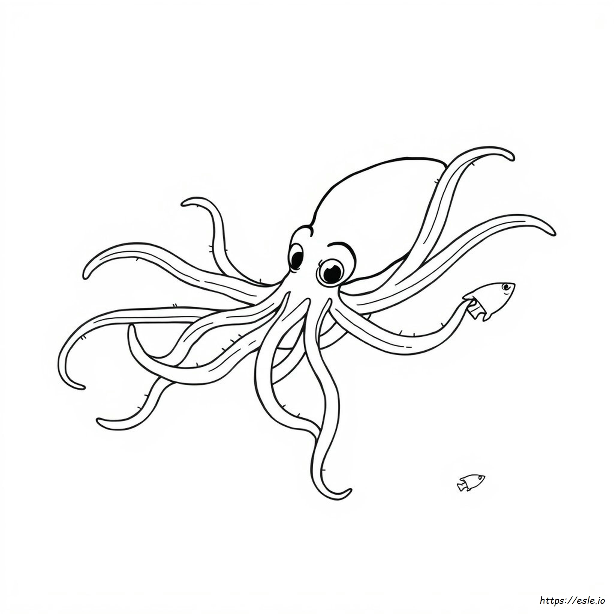 Realistic Squid Coloring Page