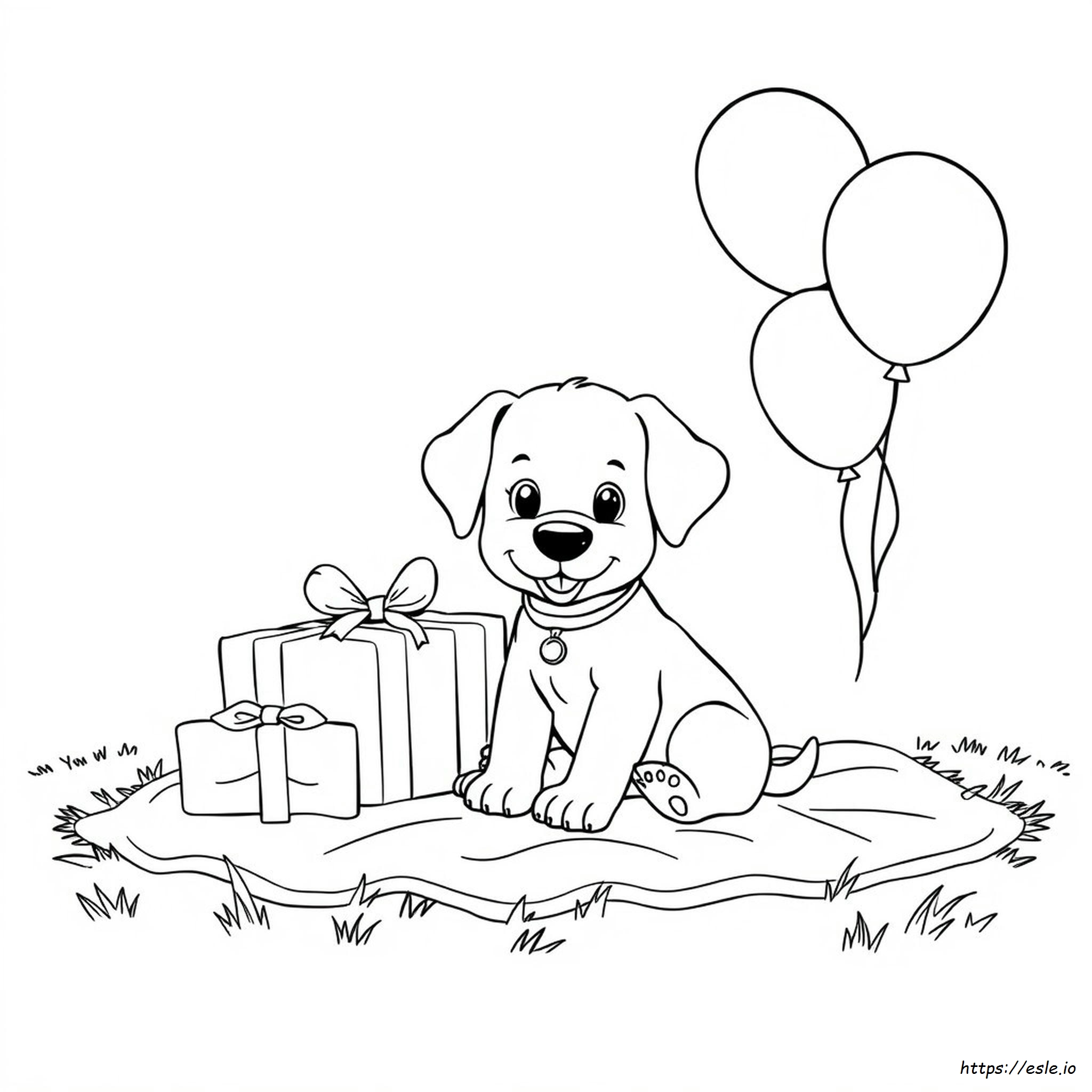 Pagina Da Colorare Con Cucciolo Di Compleanno