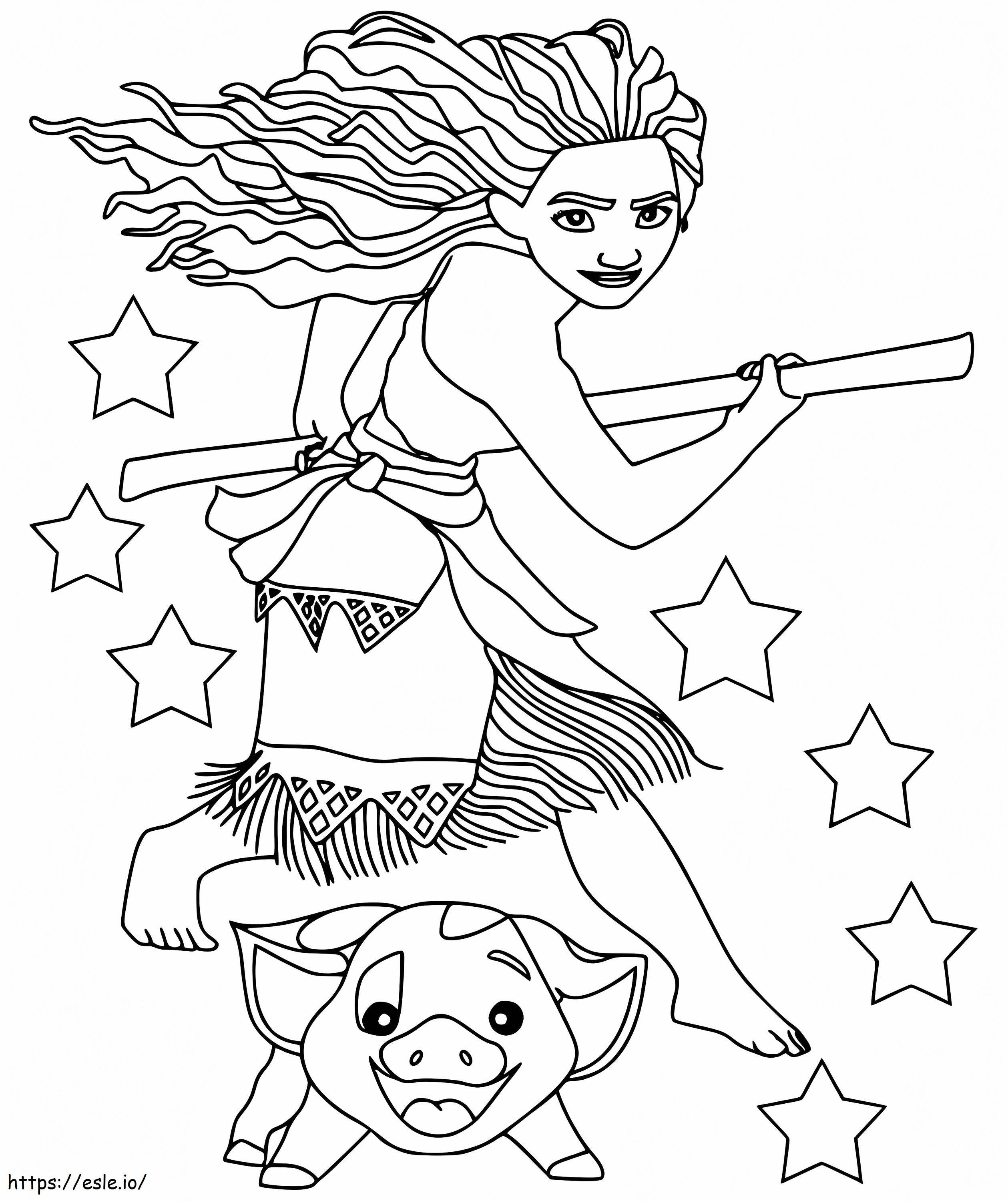 Cool Moana And Pua coloring page