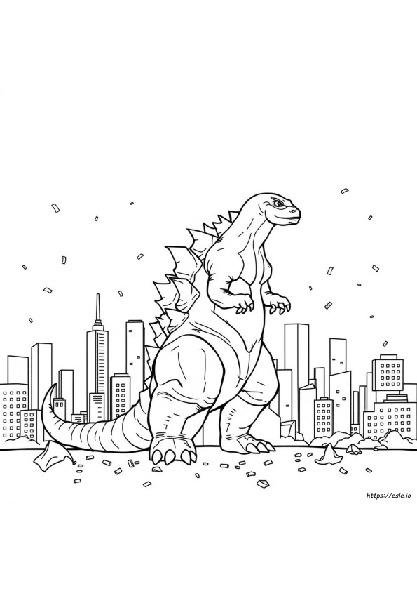 Gambar Mewarnai Godzilla