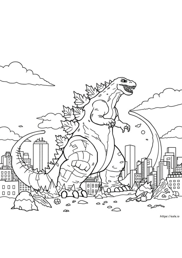 Gambar Mewarnai Godzilla Untuk Diwarnai
