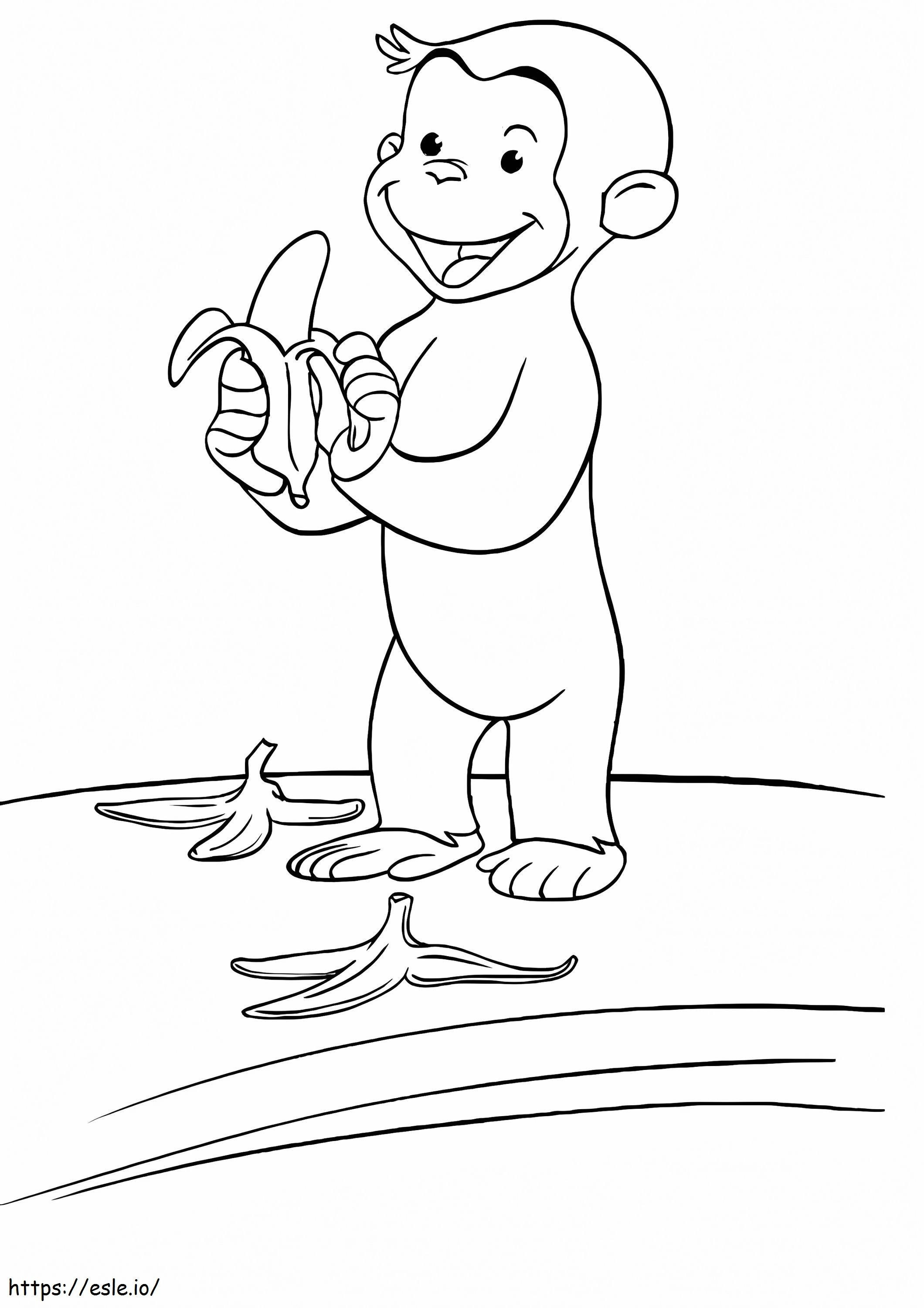 Barraca de Macaco e Comendo Banana para colorir