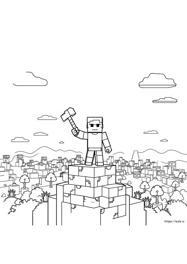 Steve Minecraft Gambar Mewarnai