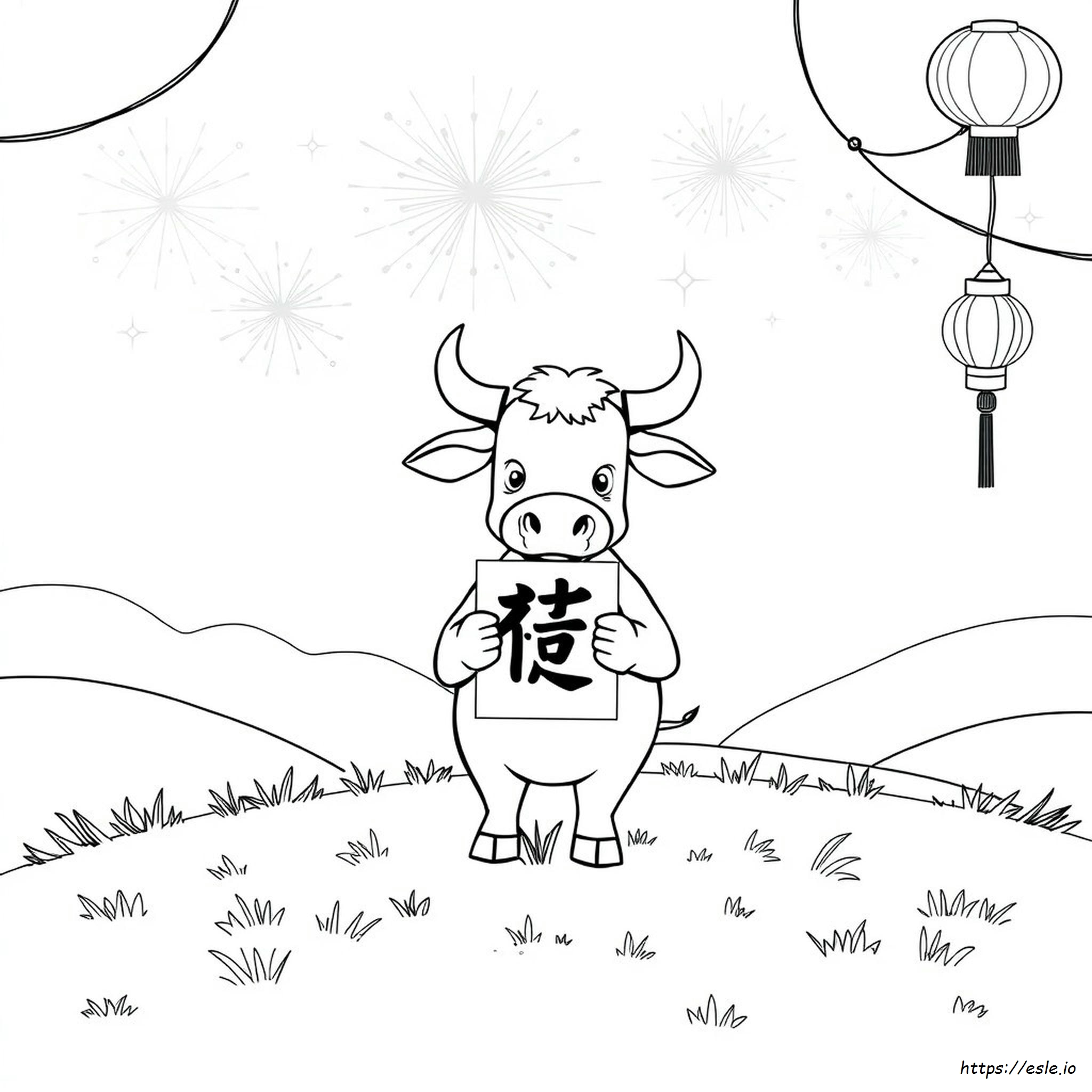 Coloriage Boeuf Nouvel An Chinois