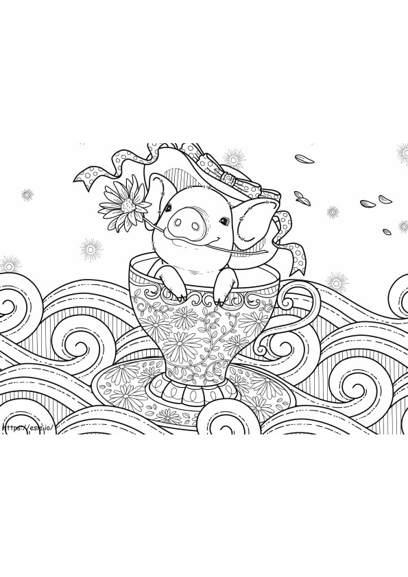 Pig And Flower coloring page