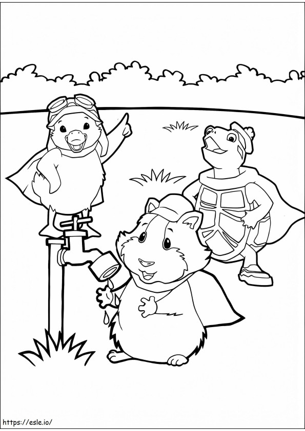 Fun With Three Wonderful Pets coloring page