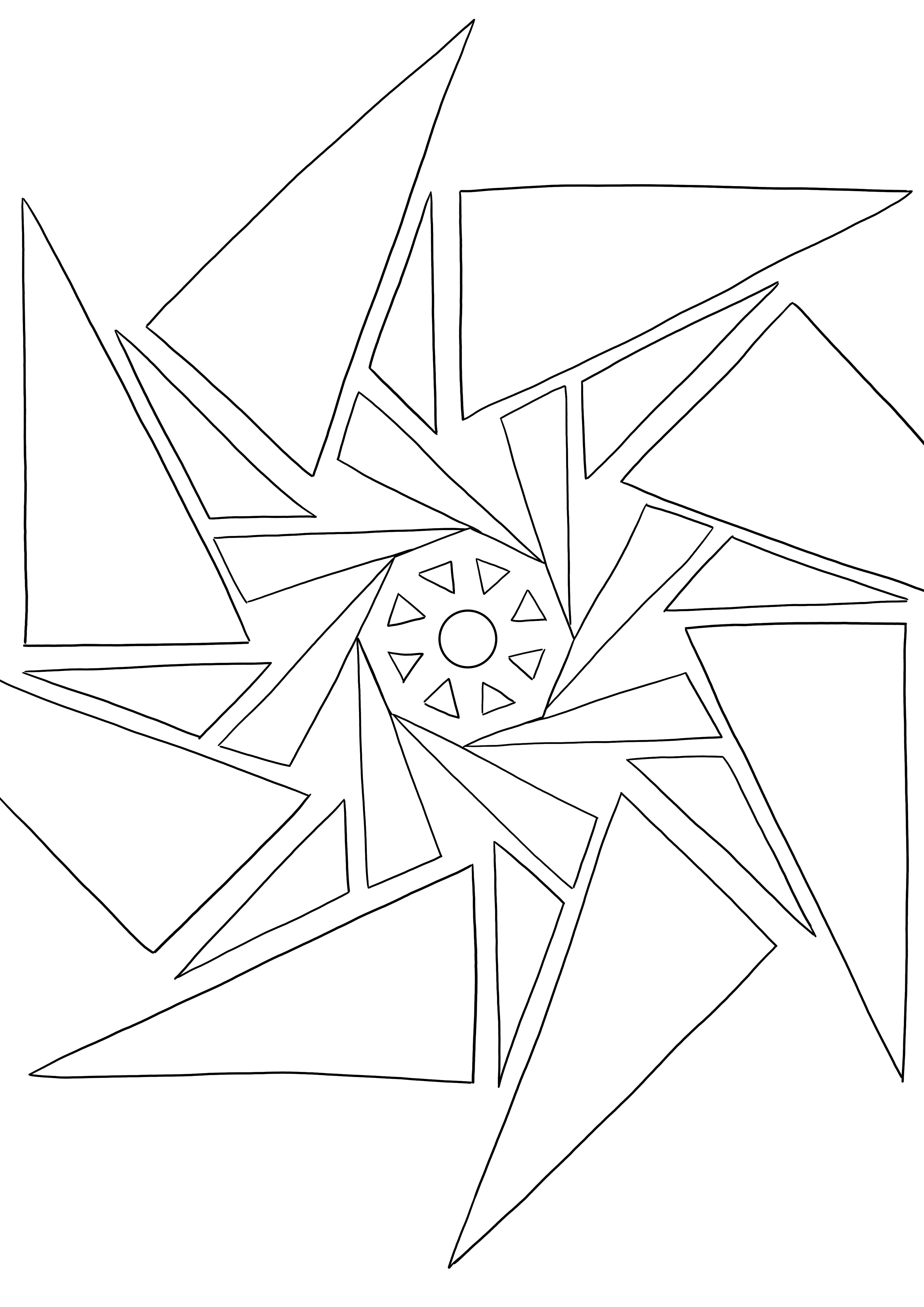 A coloring image free to download of Geometric Mandala for kids to spend their free time