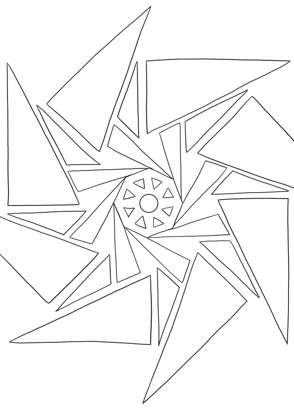 A coloring image free to download of Geometric Mandala for kids to spend their free time