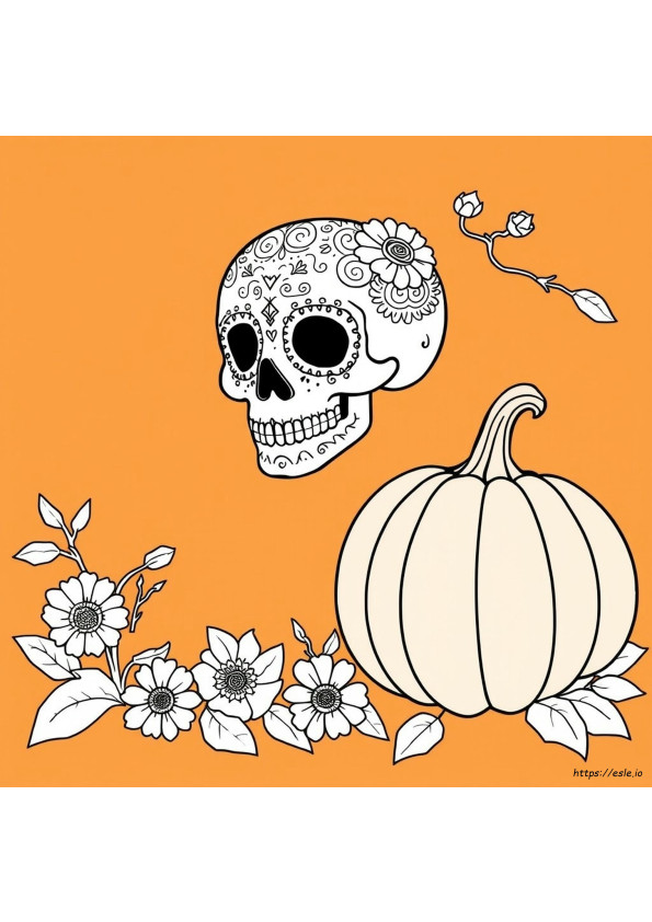 Gambar Mewarnai Tengkorak Gula Halloween