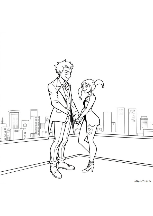 Love Joker Dan Harley Quinn Gambar Mewarnai