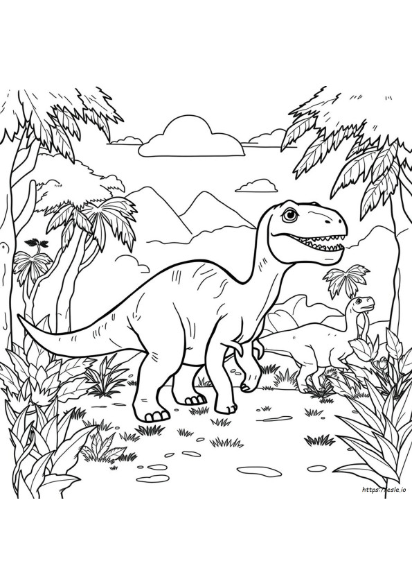 Mewarnai Gambar Dinosaurus Yang Baik