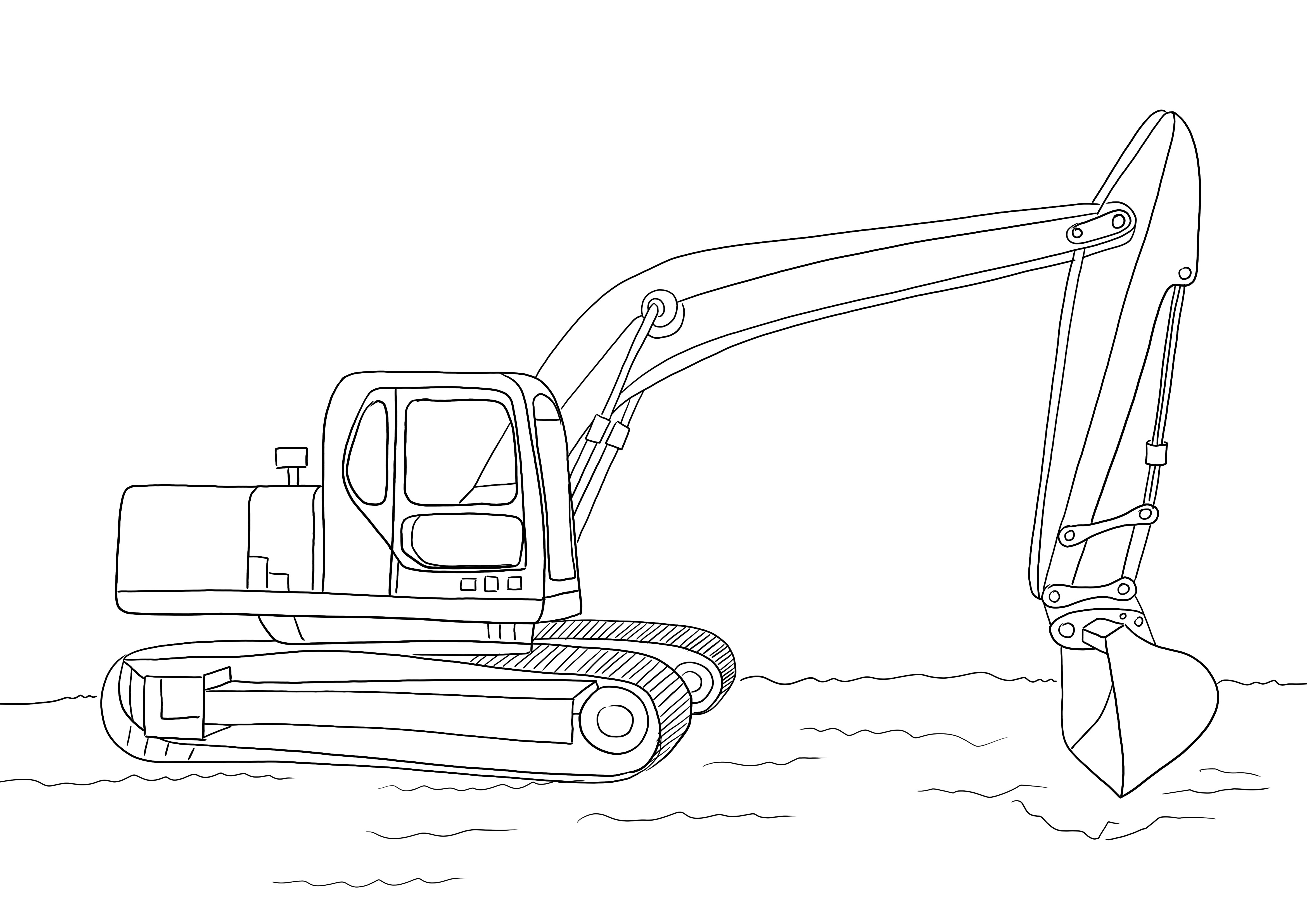 Excavator coloring page- a fun way to learn about types of means of transportation