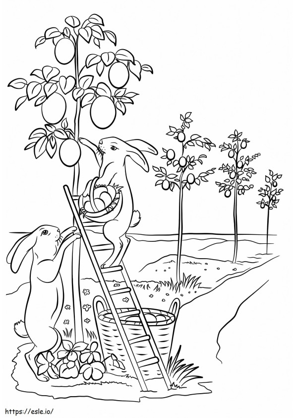 Cute Easter Bunnies coloring page