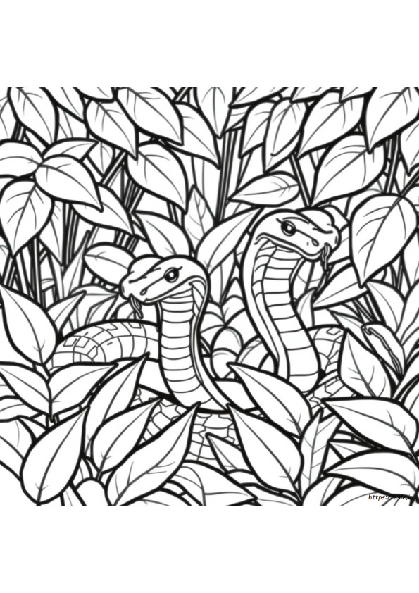 印刷できるリアルなキングコブラの塗り絵ページ