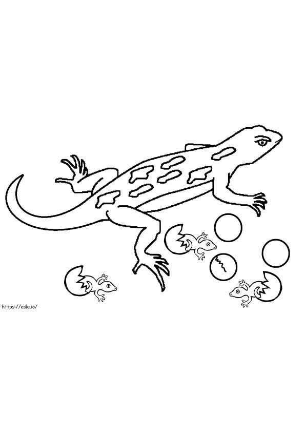 Mother And Three Lizard Babies coloring page