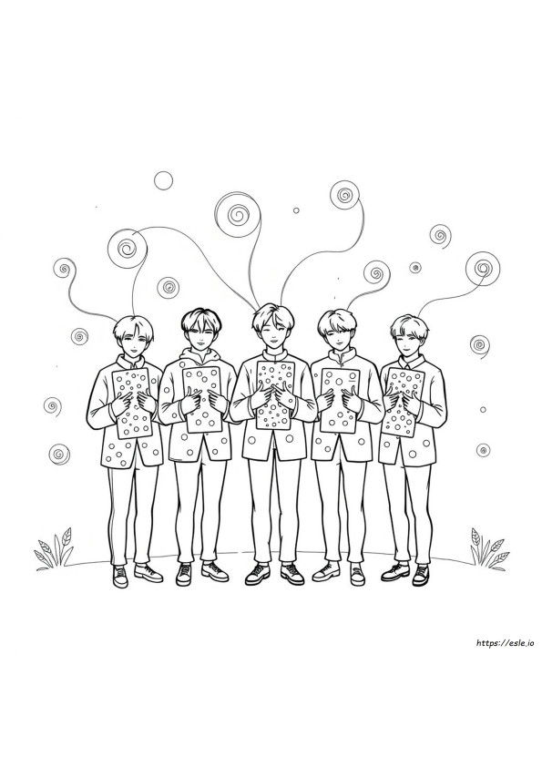 Bts Noktalar Çizgiler Spiraller Boyama Sayfası