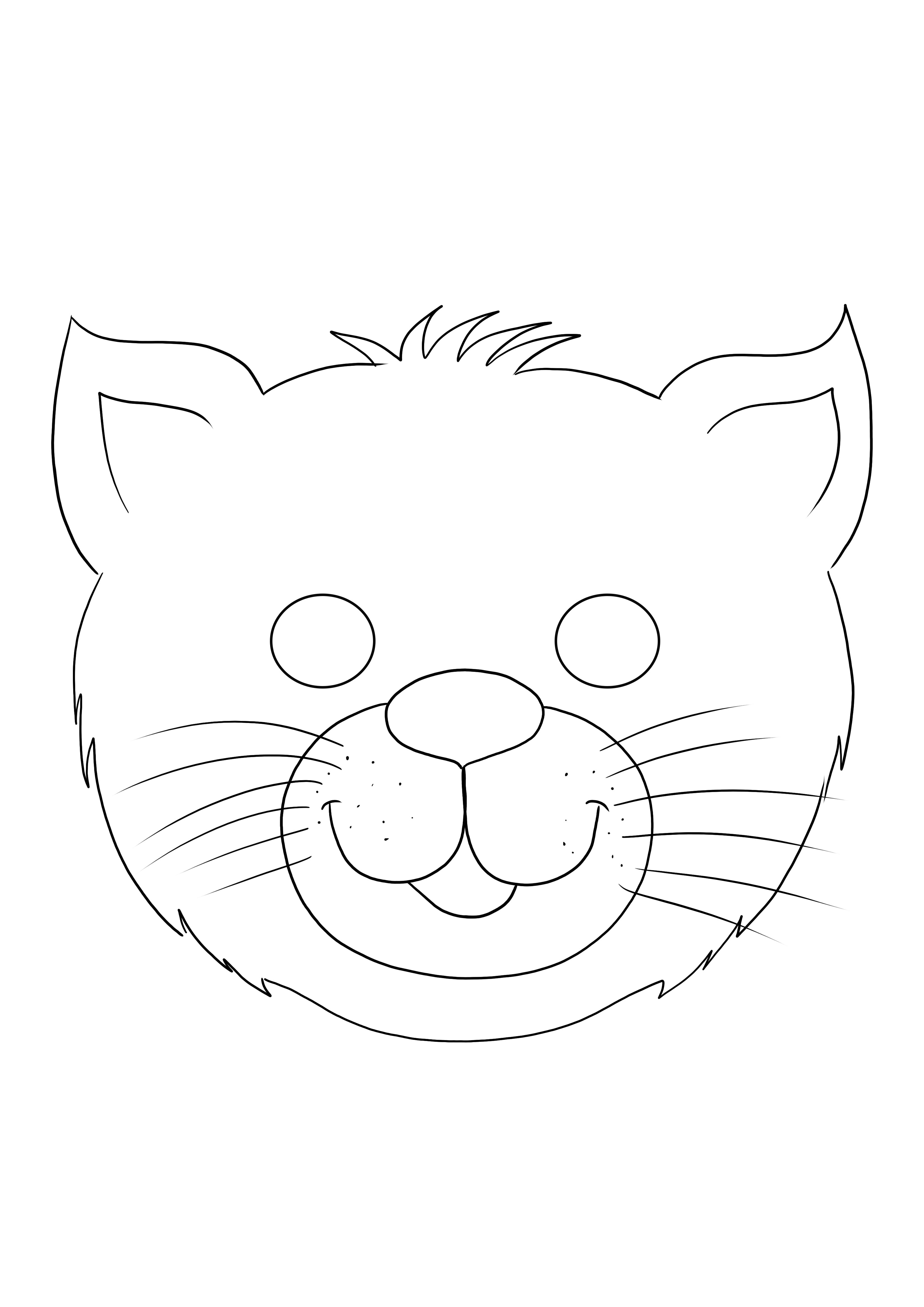 Máscara de gato engraçada grátis para imprimir e colorir e usar para a temporada de festas