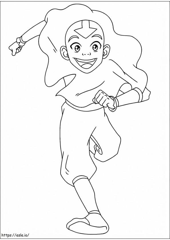 Aang Running A4 coloring page