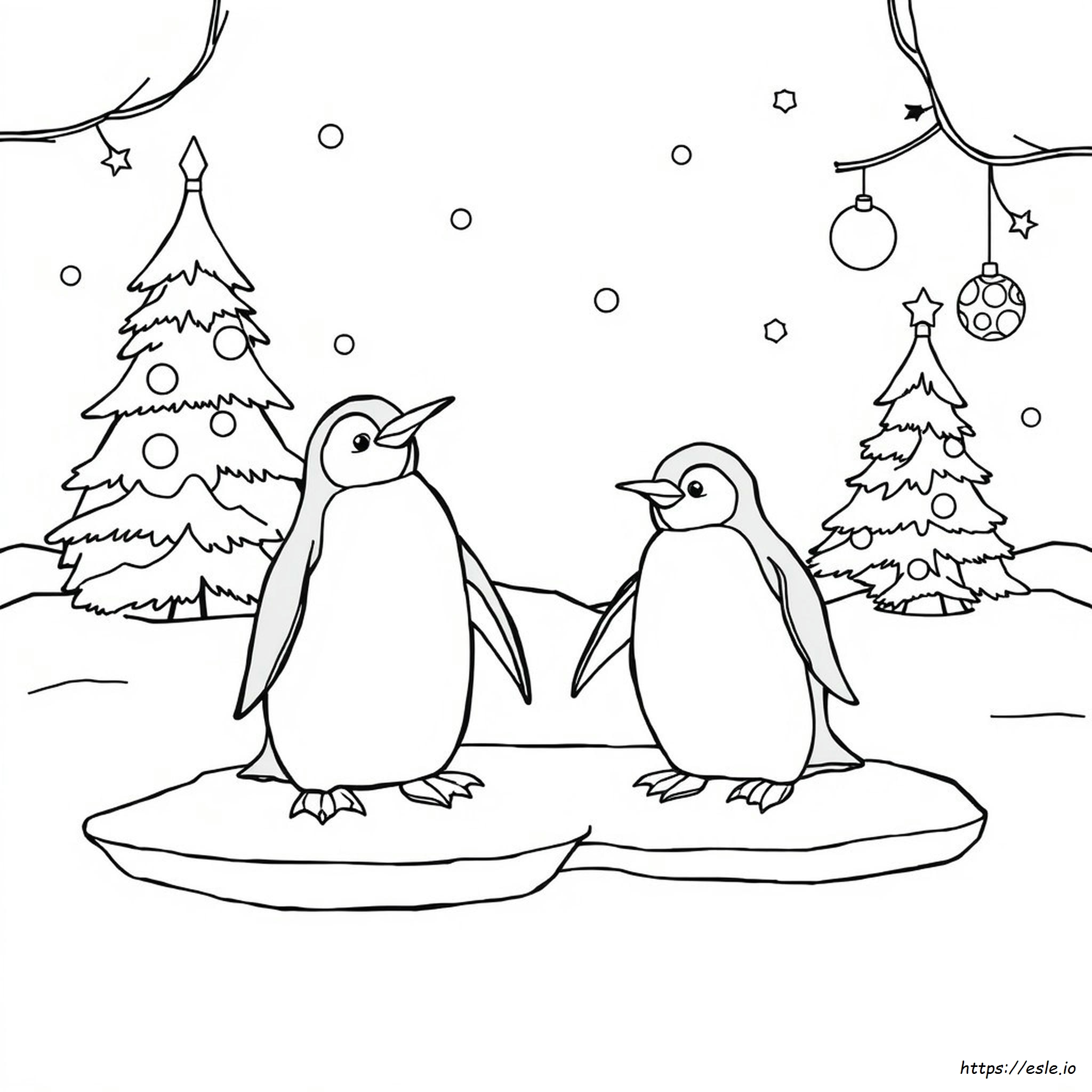 Pinguin De Crăciun De Colorat
