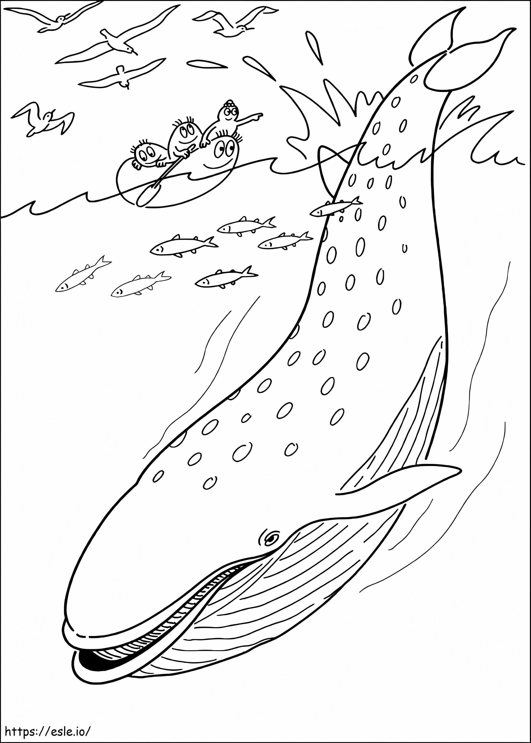 Coloriage Barbapapa et baleine à imprimer dessin