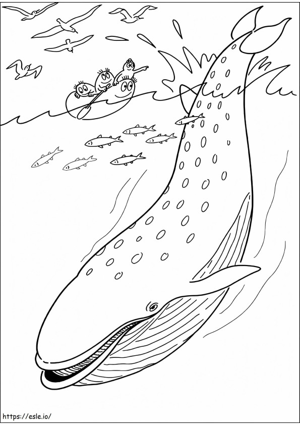 barbapapa e baleia para colorir