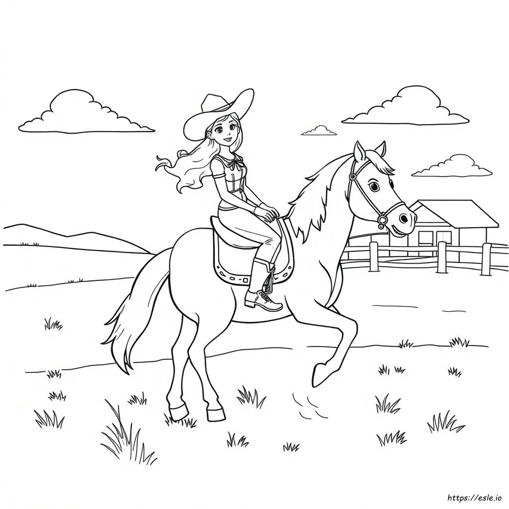 Cowgirl And Horse Coloring Pages