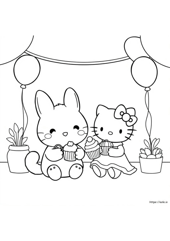 Cinnamoroll Ja Hello Kitty Värityskuva