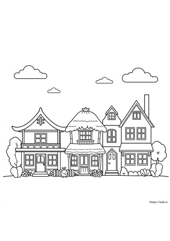 Rumah Di Seluruh Dunia Gambar Mewarnai