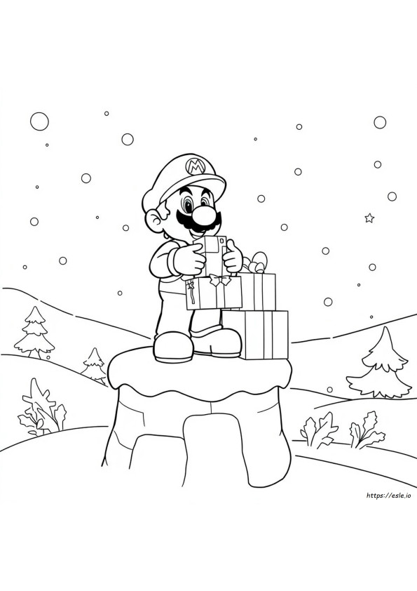Mario Christmas Coloring Pages