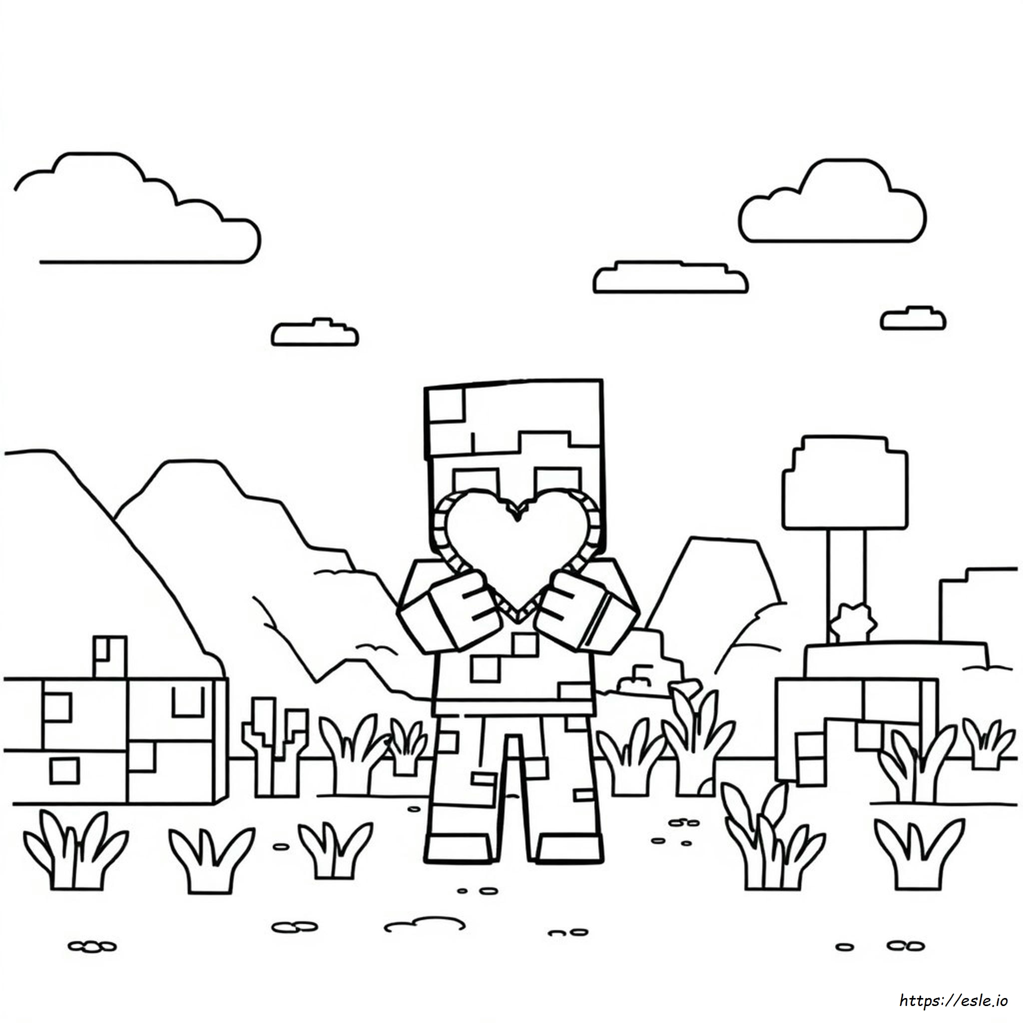 Cuore Di Minecraft Da Colorare
