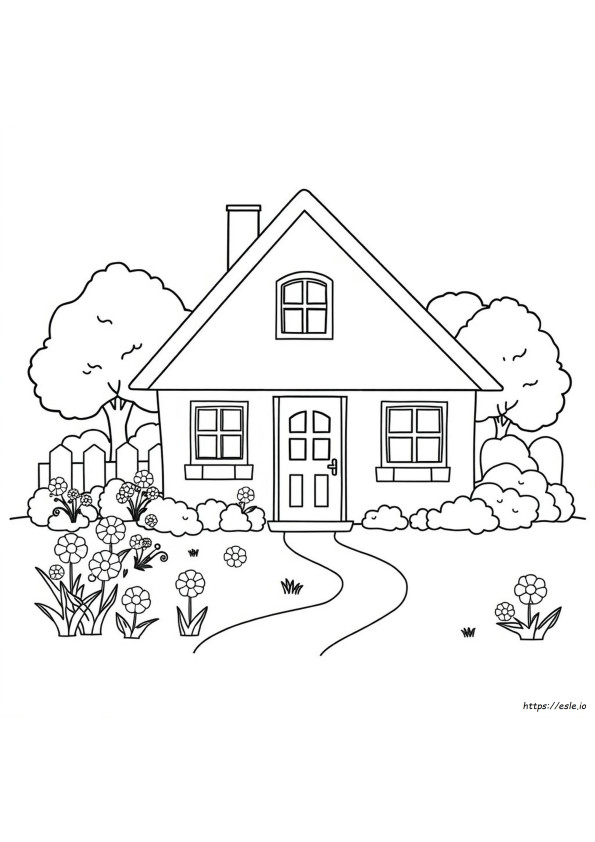 Rumah Dengan Taman Gambar Mewarnai