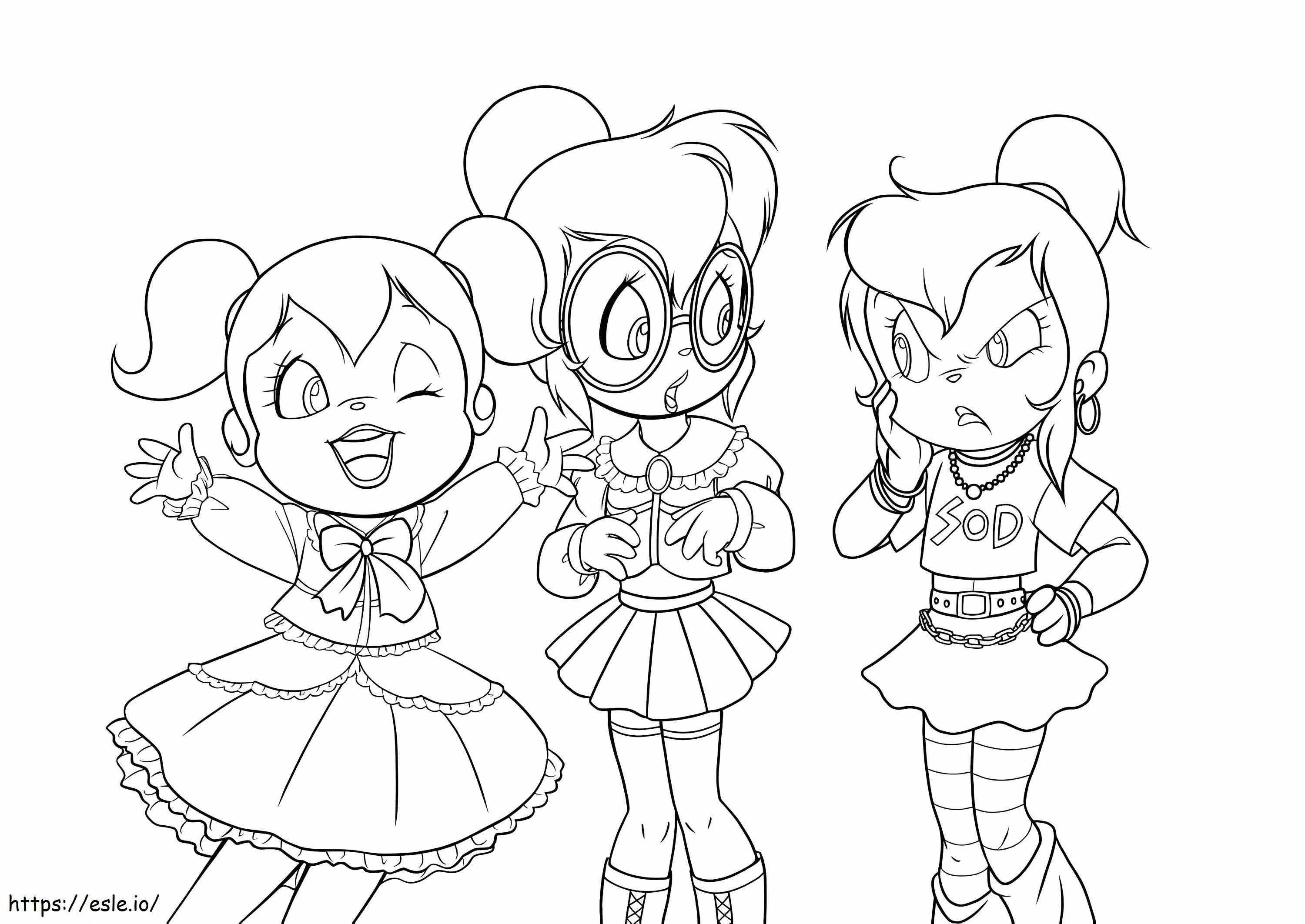 Funny Chipettes coloring page