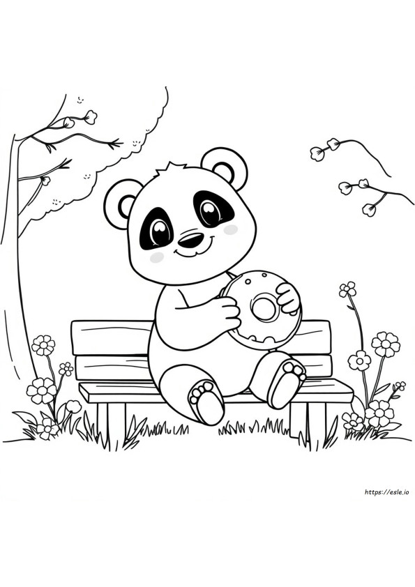Panda Printbaar Schattig Donut Kleurplaat