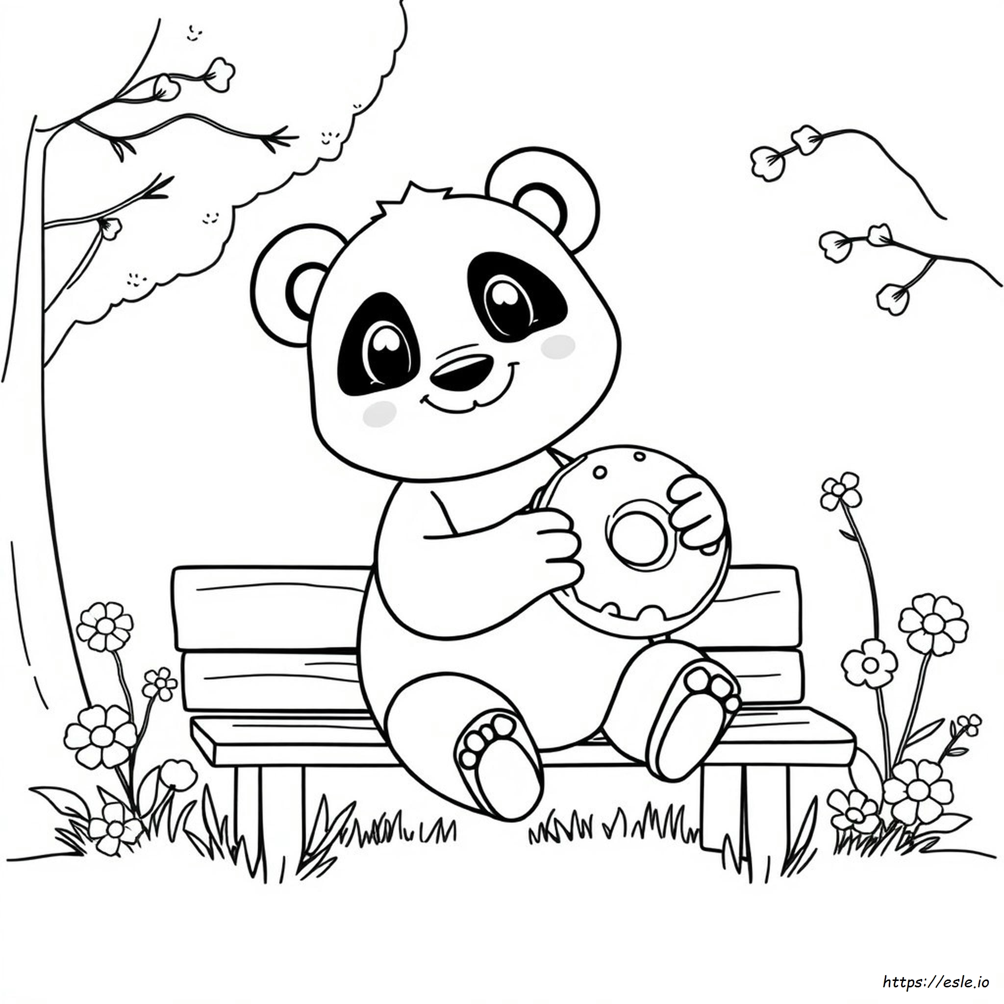 Panda Printable Cute Donut Coloring Page