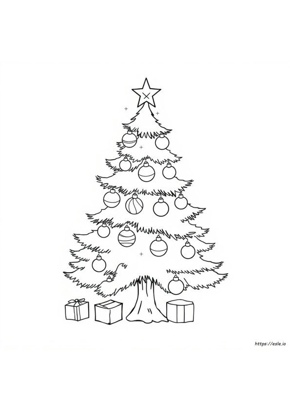 Gambar Mewarnai Pohon Natal Dengan Ornamen