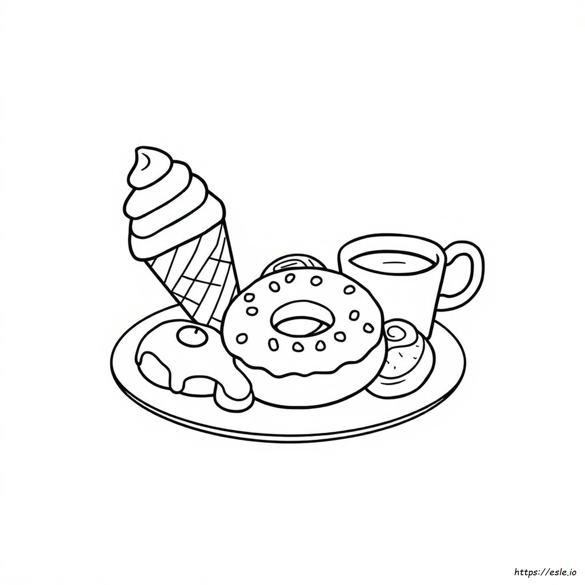 Cibo Carino Da Colorare In Stile Doodle