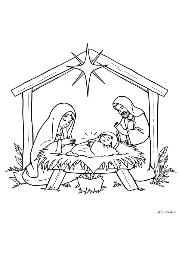 Jesus In A Manger Coloring Page Printable