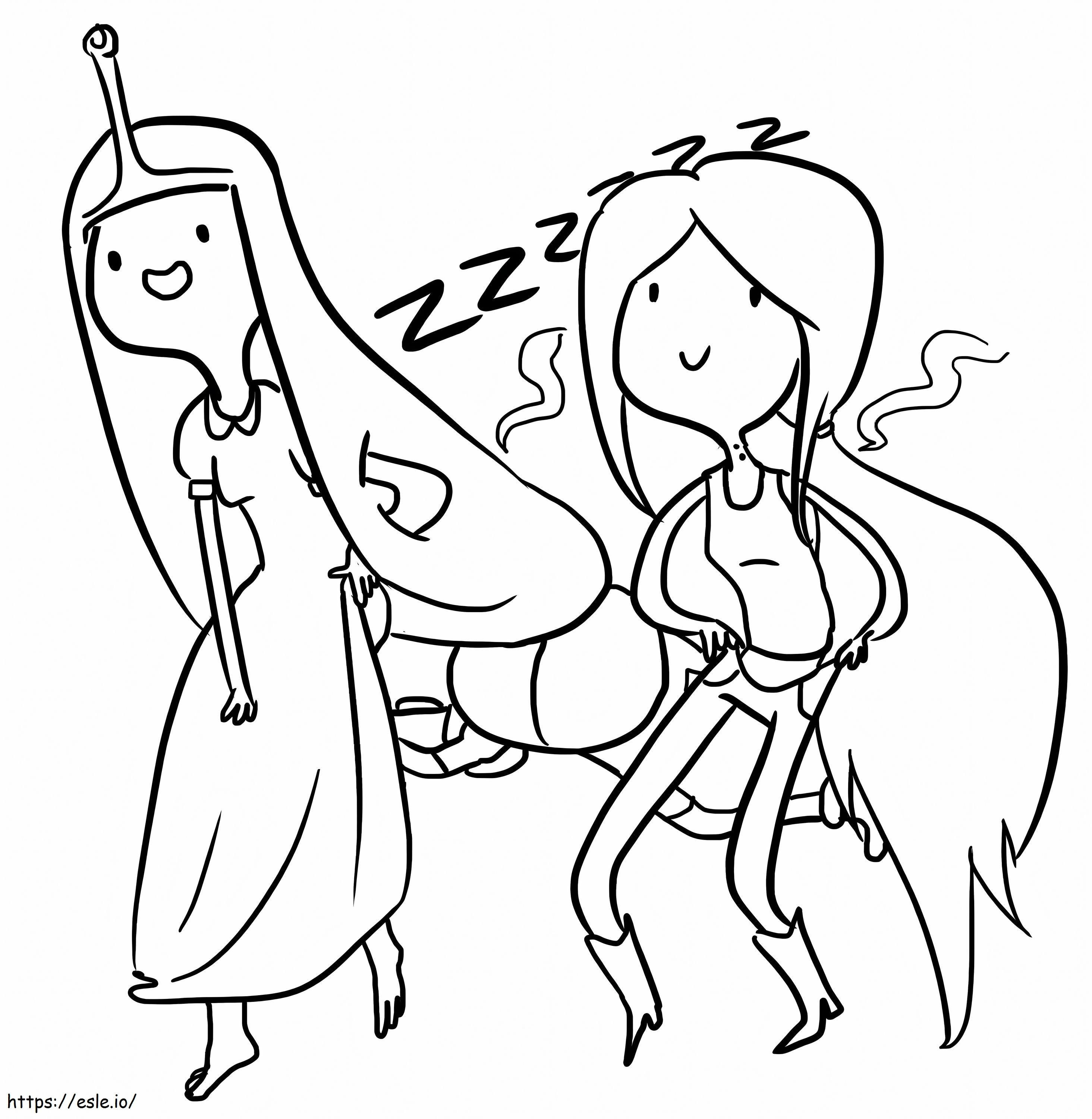 Awesome Princess Bubblegum And Friend coloring page