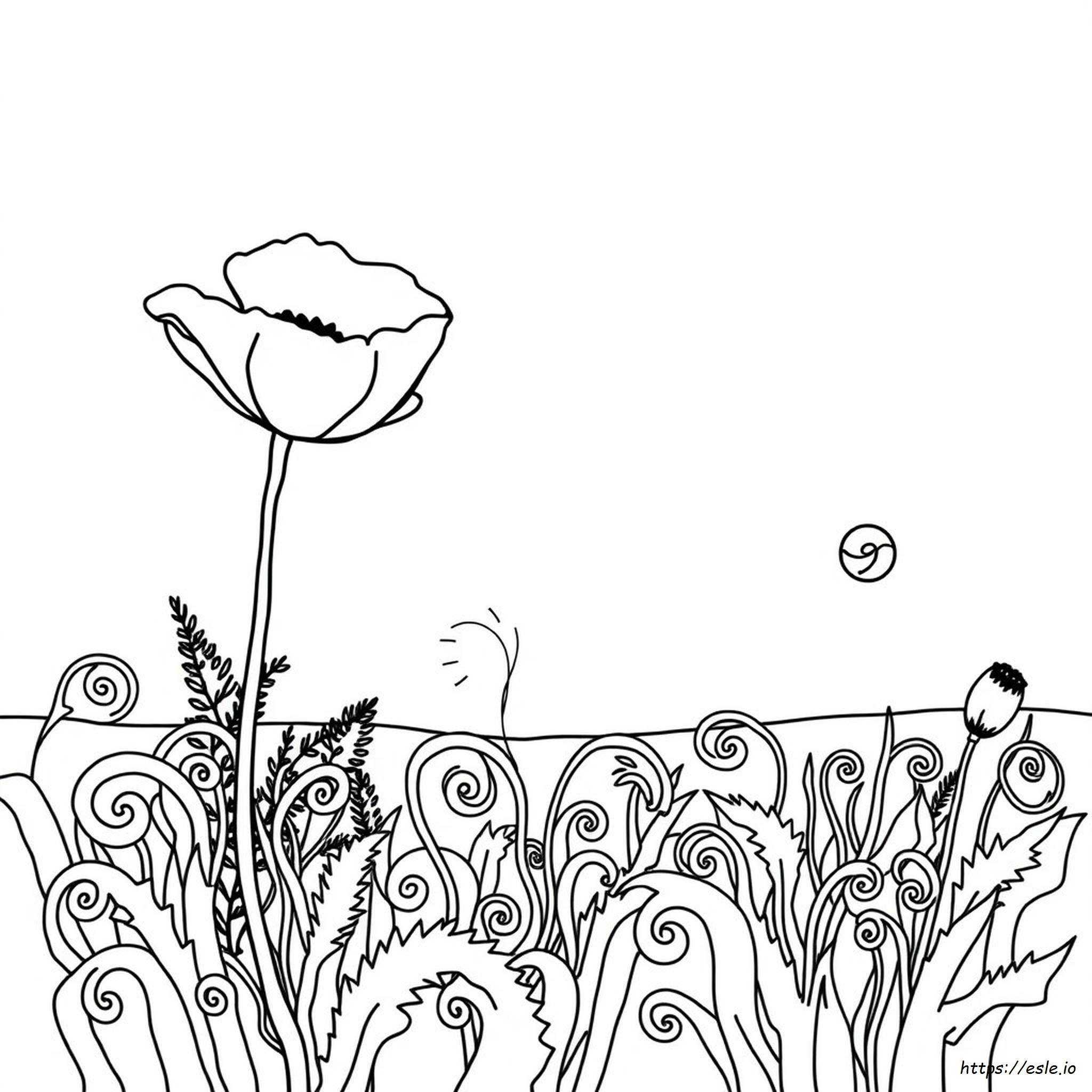 Coloring Page Of A Poppy Flower
