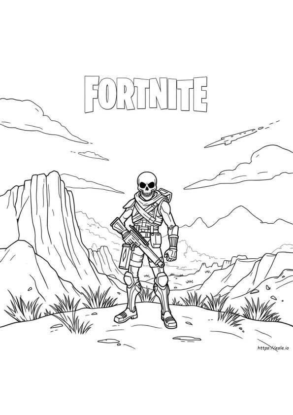 Halaman Gambar Mewarnai Fortnite Skull Trooper Dapat Dicetak Gratis