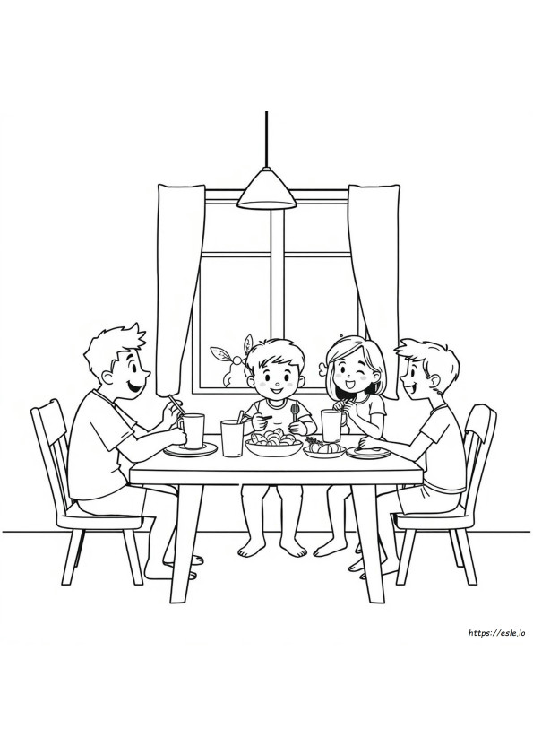 Keluarga Makan Bersama Gambar Mewarnai
