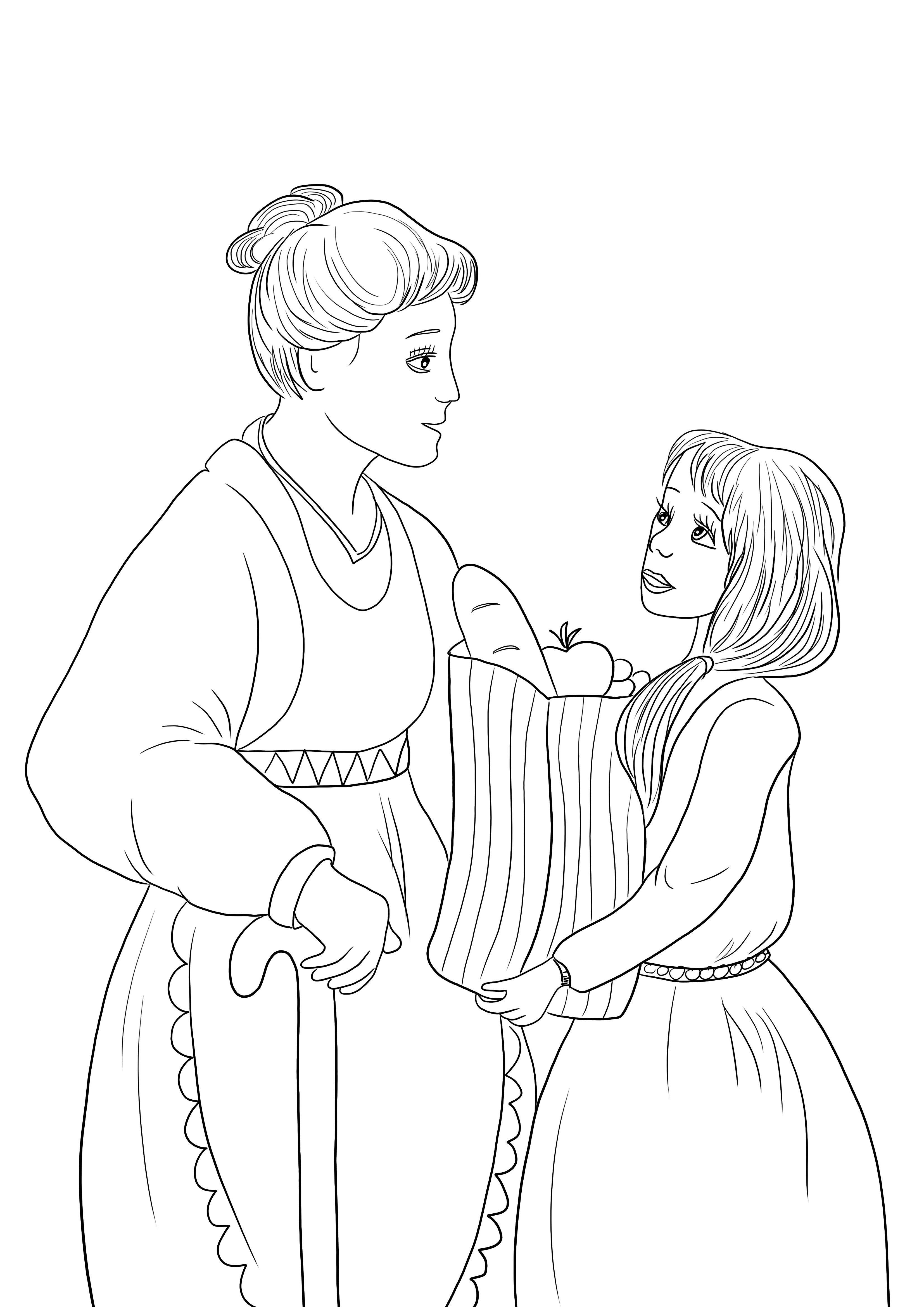 A beautiful coloring page of mother and daughter easy to print or save ...