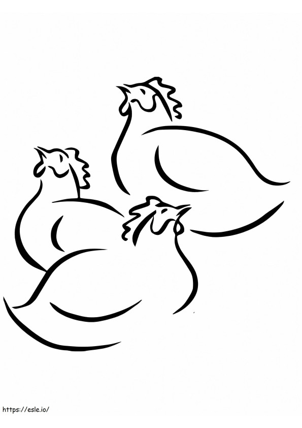 Coloriage Trois poules françaises à imprimer dessin