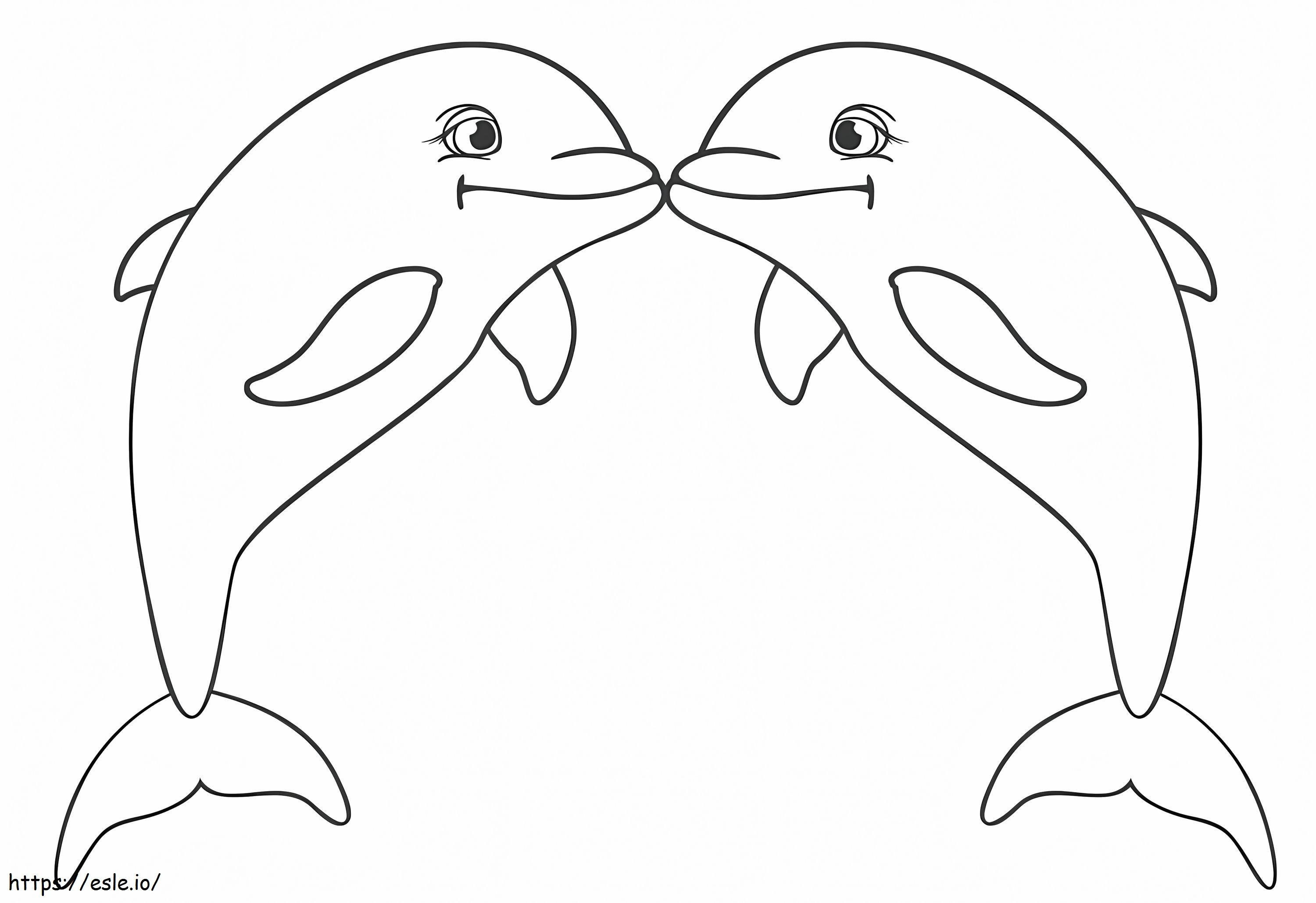 Easy Dolphins 1024X703 coloring page