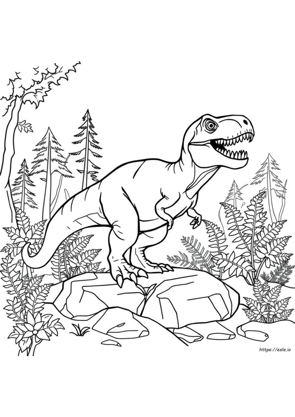 T-Rex Realistis Gambar Mewarnai